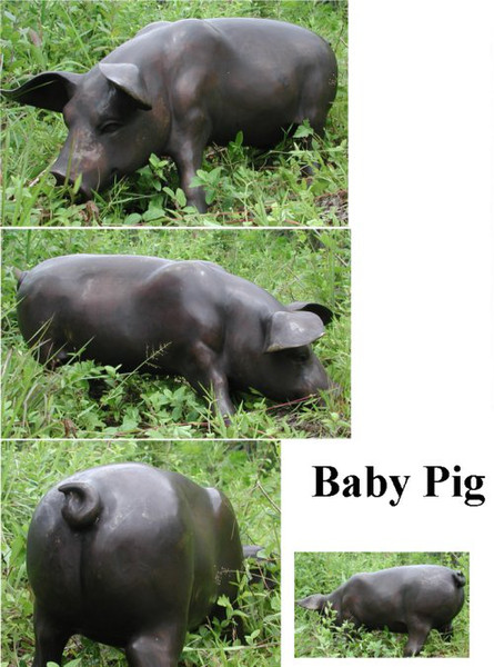 Life Size Bronze Animal Baby Pig Head Down Bronze Sculpture
